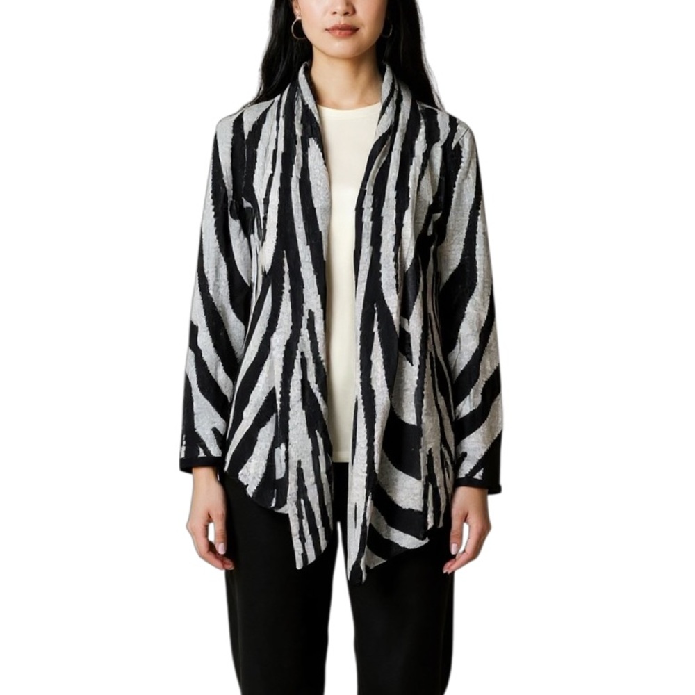 Dana Buchman Animal Print Long Cardigan Sweater Size S